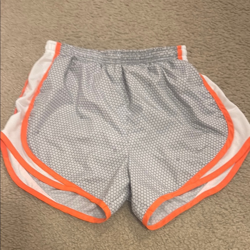 Women's Gray and Orange Nike Athletic Shorts
